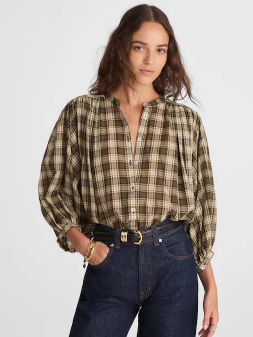 Madewell Balloon Plaid Button Down Shirt